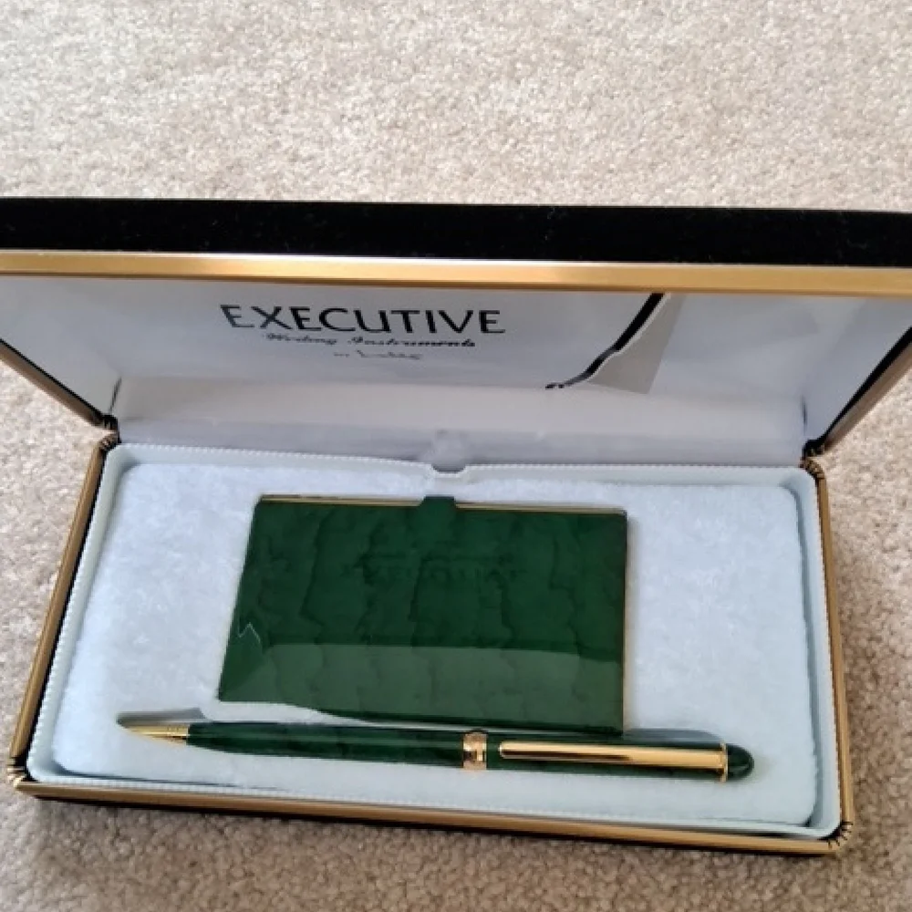 Lodis Executive Solid Brass Card Case & Deluxe Ballpoint Pen With Box